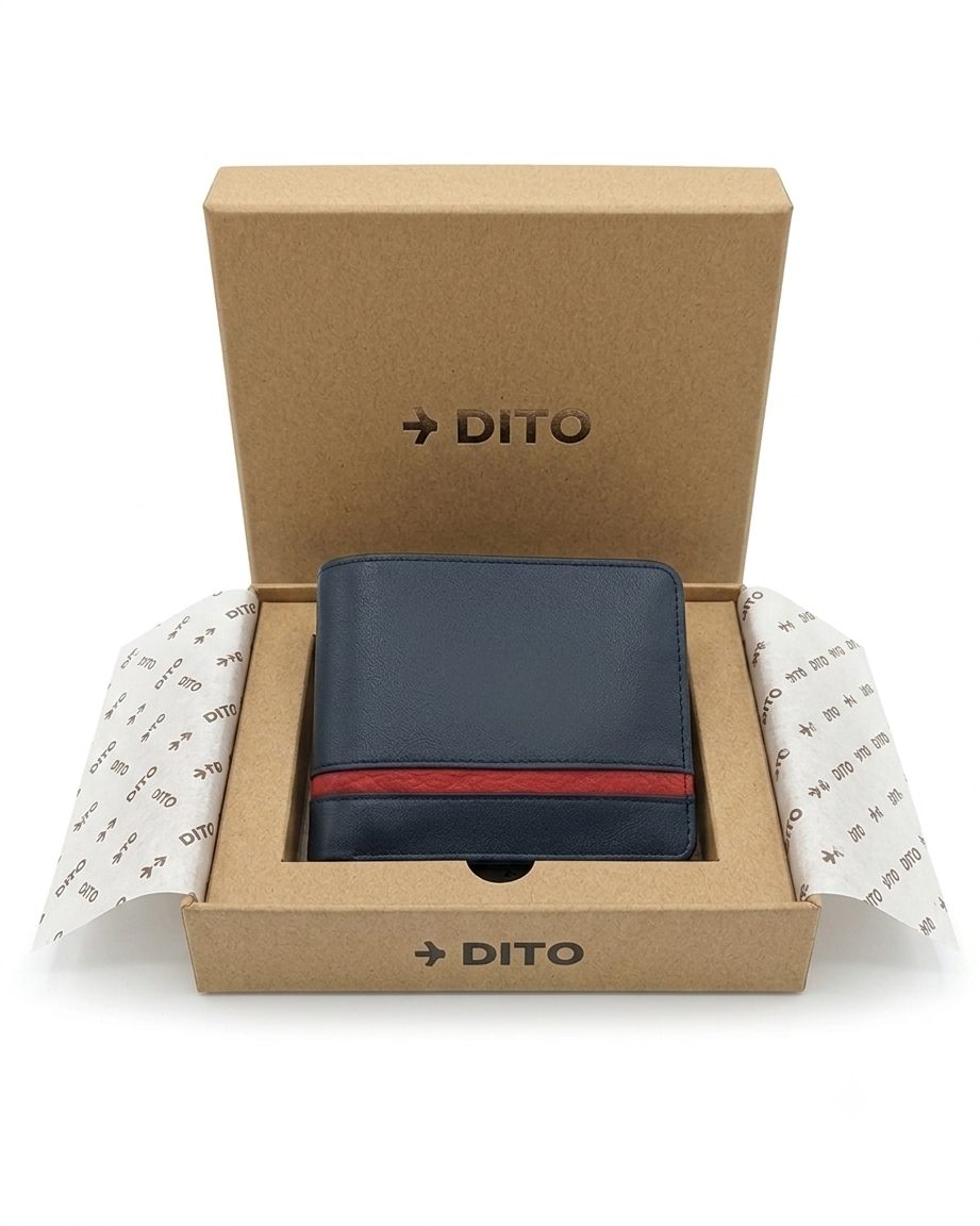 Dito Dotted Red Bifold Wallet (Pure Cow Leather)