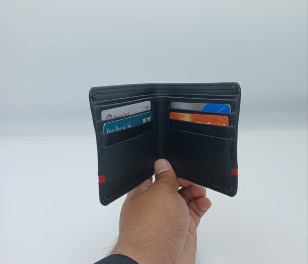 Dito Dotted Red Bifold Wallet (Pure Cow Leather)