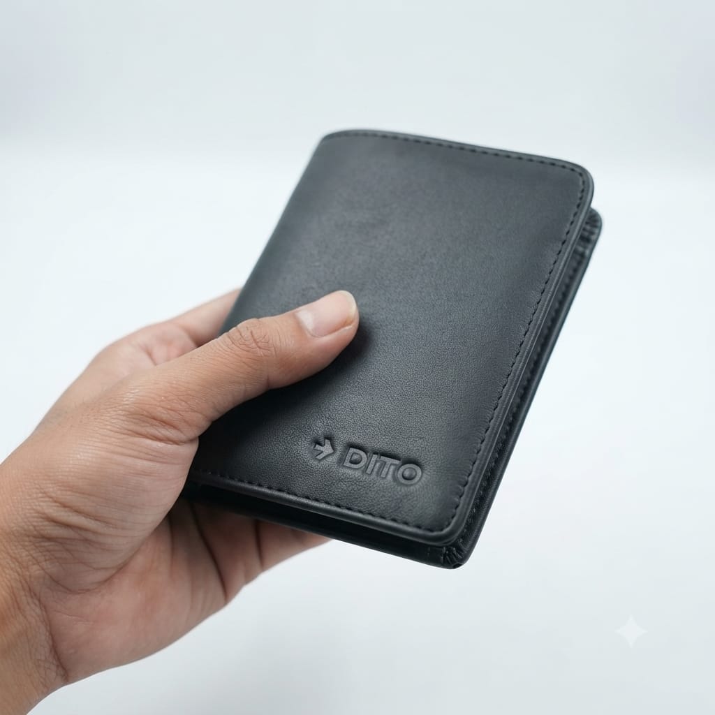 Dito Ultra Black Bifold Wallet (Pure Cow Leather)