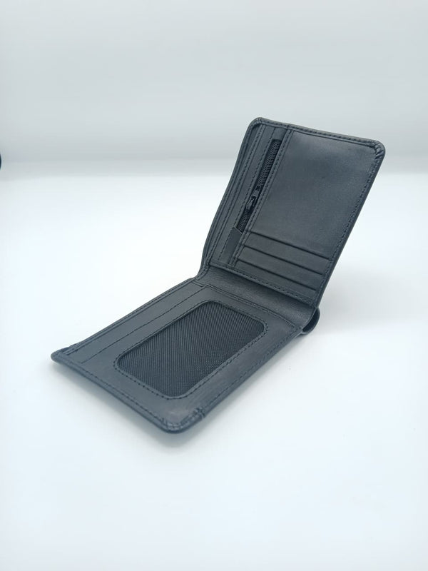 Dito Multi Slot Black Bifold Wallet (Pure Cow Leather)