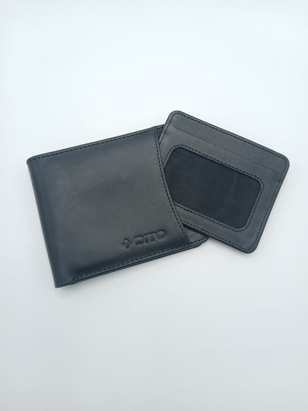 Dito Multi Slot Black Bifold Wallet (Pure Cow Leather)