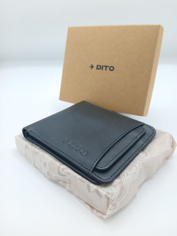 Dito Multi Slot Black Bifold Wallet (Pure Cow Leather)