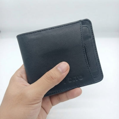 Dito Multi Slot Black Bifold Wallet (Pure Cow Leather)