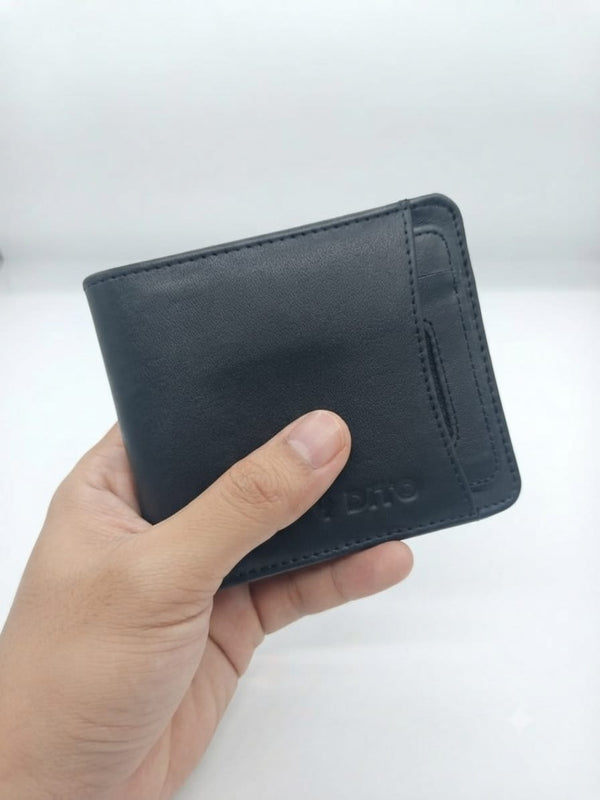 Dito Multi Slot Black Bifold Wallet (Pure Cow Leather)